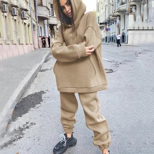 Malina Casual Solid Hooded Sweatshirts Suits Women Fashion Casual Loose Suit Women Elegant Loose Pants Suits Female Ladies
