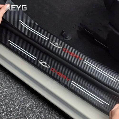 Carbon Fiber Car Door Sill Guard Protective Leather Stickers Films For Chery Fulwin QQ Tiggo 3 4 5 7 PRO 8 T1 A1 A3 A5 Amulet