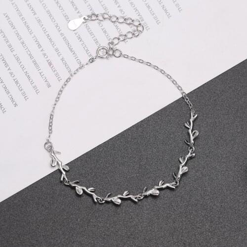 Vintage Design 925 Sterling Silver Leaf Charm Bracelet&Bangle For Women Girl Wedding Christmas Gift Jewellery