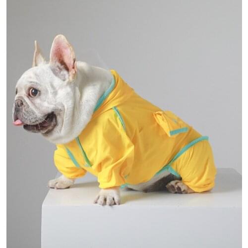 Dog Raincoat Hoodies Pet Waterproof Clothes French Bulldog Pug Chihuahua Raining Coat Small Medium Dog Windbreaker Jacket