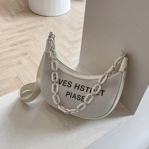 Bag women handbags 2021 new trend fashion straw woven underarm shoulder bag chain letter messenger crescent bag