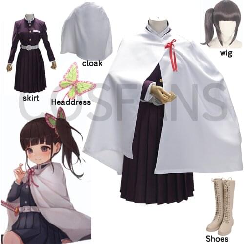 Anime Demon Slayer Kimetsu no Yaiba Kanao Tsuyuri Kanawo Uniform Cosplay Costume Women Kimono Party Dress Full set Wig and Shoes