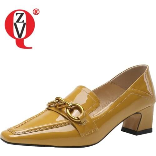 ZVQ Women Four seasons Leisure Shoes New Style Fashion Mature Metal decoration Square Toe Solid color Comfortable ventilation