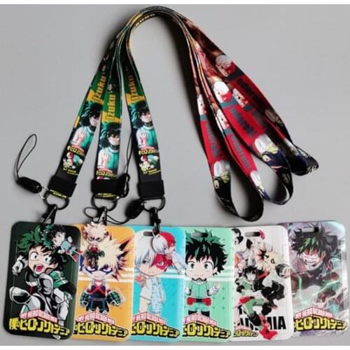 1 Set Necklace Lanyard My Hero Academia Card Cases Ribbon ID Cards Holders Neck Straps Anime Cartoon Printed Accessories