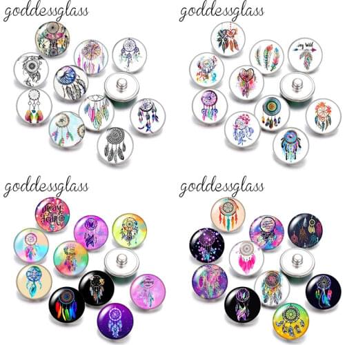 New Beauty Dream catchers patterns fashion 10pcs Round photo 18mm snap buttons for 18mm snap necklace DIY findings jewelry