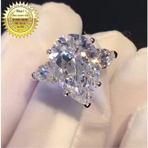 100%18K goldr ring 5ct D VVS moissanite ring Engagement&Wedding Jewellery with certificate 009