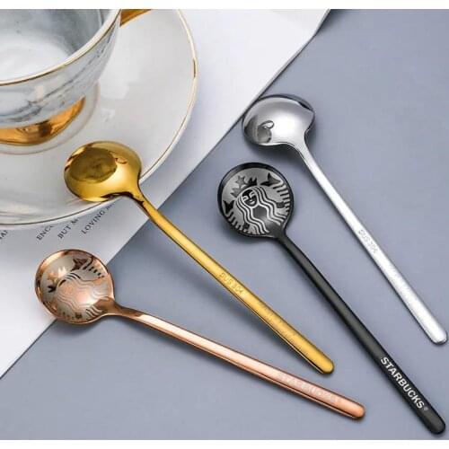 2 PCS ins Simple Creative Personality Spoon Coffee Stirring Spoon Classic 304 Stainless Steel Dessert Mug Spoon