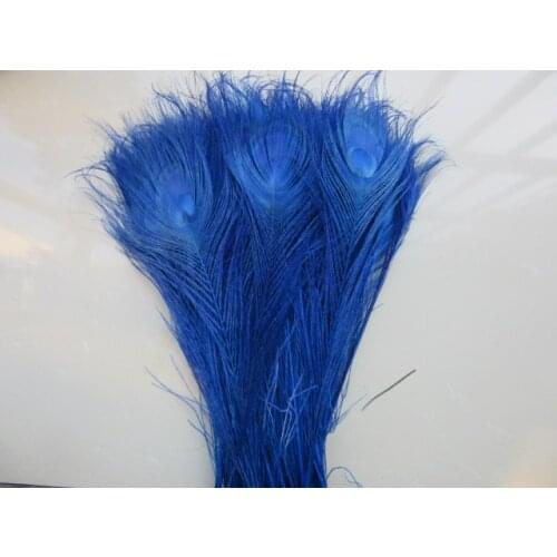 50pcs/Lot Royal blue Peacock feathers eyes 25-30cm 10-12 Inchs Peacock plumage art performance clothing plume decoration