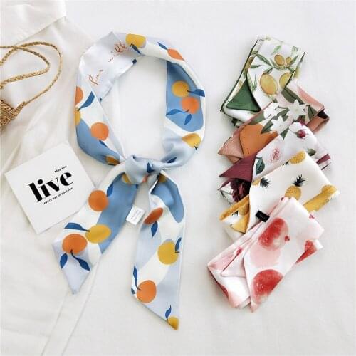 6*125cm Flower Fruit Narrow Long Hair Ribbon Scarf Hairband Headband Women Girl Ponytail Braid Bag Hat Tie Accessories Headwear