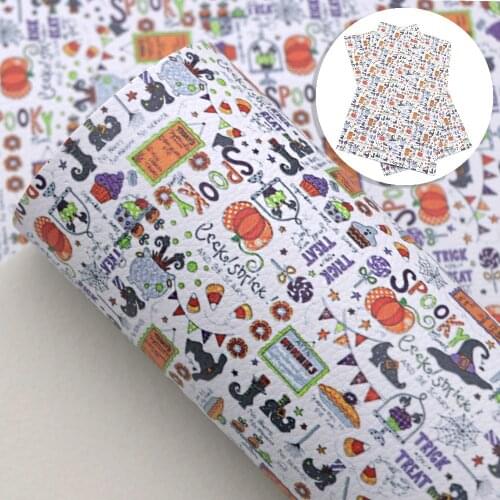 David accessories 20*33cm Litchi Leather Halloween Printed Faux Synthetic Leather for Bows DIY Handmade Materials,1Yc12016