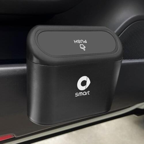 Car Hanging Type Black Abs Square Trash Can For Smart Foutwo Forfour Pressing Garbage Dust Case Storage Box Car Accessories
