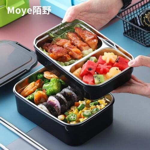 Bento box Bento partition student office staff dinner plate small insulation Japanese style stainless steel multi-layer box