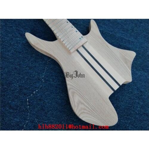 Headless fan fret unpainted electric guitar wood fit for Making 8 string
