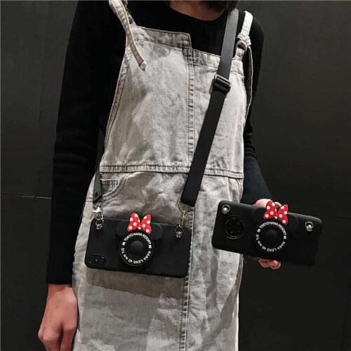 3D Cute Camera Bracket phone Case For Samsung Galaxy A10 A20S A30 A40 A50 A70 A80 A90 5G A10S A20 A51 A71 A30S Crossbody Lanyard