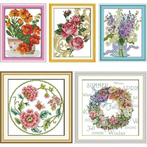 The Streets of The Ancient Town Cross Stitch Aida Fabric Kits Printed Pattern Embroidery Set 14CT 11CT Diy Needlework Home Decor