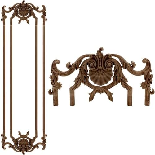 VZLX Decorative Unpainted Wood Oak Carved Wave Flower Onlay Decal Corner Applique Home Decoration Furniture Door Decor Crafts