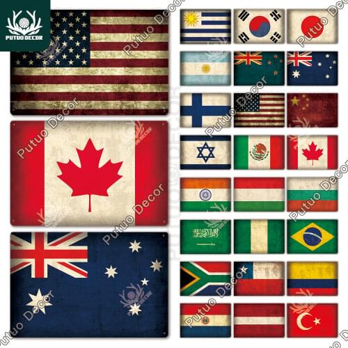 Putuo Decor Flag Vintage Metal Sign Tin Sign Decorative Plaque Wall Decor Man Cave Bar Pub Living Room Home Door Decoration