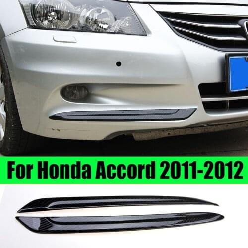 For Honda Accord 8th 2011 2012 2013 2pcs ABS carbon fiber Front Bumper Fog Light Eyelid Eyebrow Trim Strips