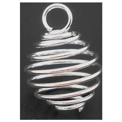 DoreenBeads 50 PCs silver color Spiral Bead Cages Pendants Findings 14x15mm (B04109)