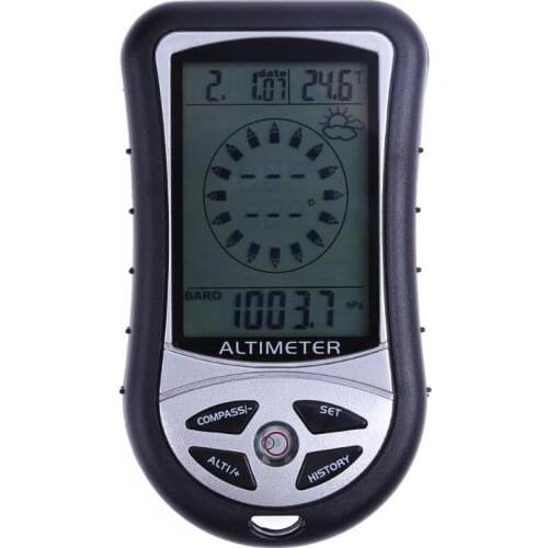 8 in 1 Electronic Handheld Compass Altimeter Barometer Thermometer Weather Forecast Time Calendar Clock with Backlight Compasses