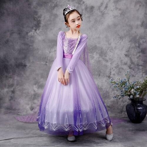 Purple Girls Elsa Dress Frozen Elsa Carnival Costume Christmas Clothes Fantasia Elza Frocks for Girls Anna Gowns Infant