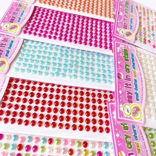 Imitation Pearl Water Drill Paste Acrylic DIY Handmade Mobile Phone Case Car Decoration Childrens Reward Sticker with Self