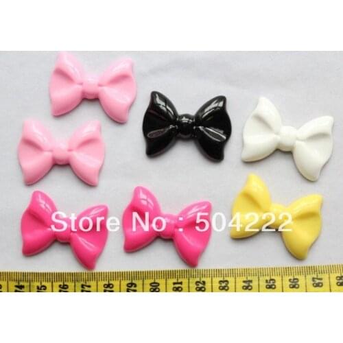 120pcs large Bowknot Resin Cabochon 38mm Mixed Colors wholesale free shipping big bow resin cabs 37mm D25
