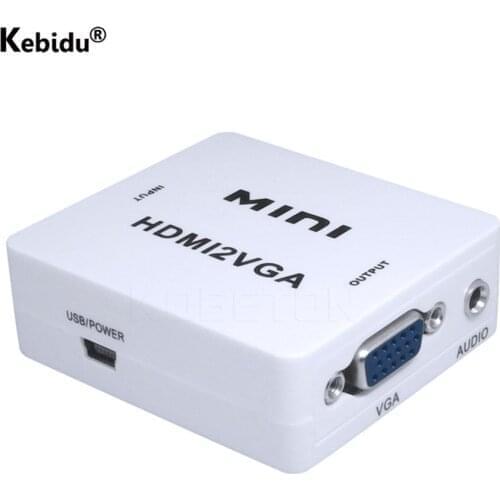 Kebidu 1080P MINI HD HDMI-compatible to VGA Converter With Audio HDMI2VGA Video Box Adapter For Xbox360 PC DVD PS3