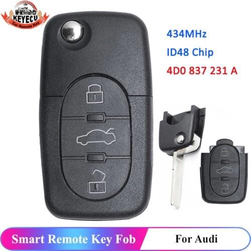 KEYECU Replacement for Audi TT RS4 A3 A4 A6 A8 Allroad Quattro 1999-2002 Remote Car Key Fob P/N: 4D0 837 231 A / 4D0837231N