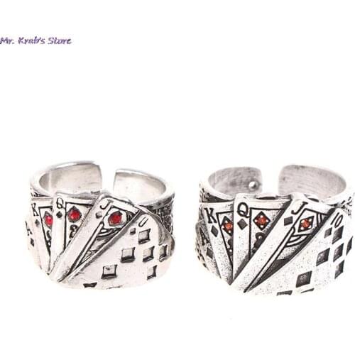 Playing Card Resizable Ring Stainless Steel Material Rings Hiphop Rock Street Fashion Trendy Man Jewelry Gift