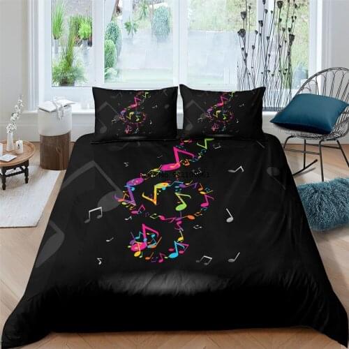3D Digital Music Note Bedding Set 2-3pcs Duvet Cover Set Adult Twin Full Single Queen King Duvet Cover Set for Bedroom Decor
