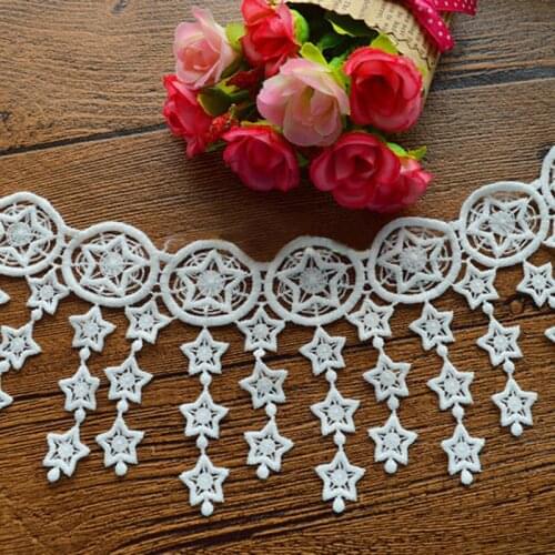8.7cm Wide Exquisite White Black Tassels Lace Trim Lace Accessories Milk Silk Embroidery Water Soluble Fringe Lace Trim