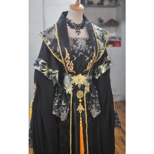 Lie Yun Black Gold Male Female Cosplay Costume Hanfu for Stage Performance or Photography Sword Men Hanfu