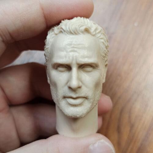 Hot Sales 1/6th Male The Walking Dead Rick DM Version Head Sculpture White Unpainted Model For 12 inch Doll