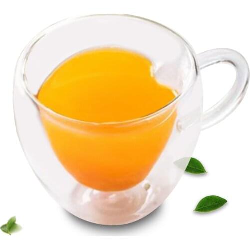 Lots Heart-shaped Heat Resistant Glass Double Wall Tea Coffee Cup 140ml