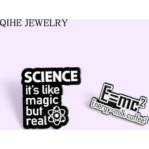 Science its like magic but real Enamel Pins Black Letters Energy Milk Coffee Magical Chemical Badge Pin Buckle Gift for Friends