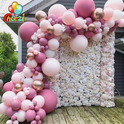 New Pink Latex Balloons Garland Arch Kit Chrome Rose Gold Globos Background Wedding Birthday Party Decorations Kids Baby Shower