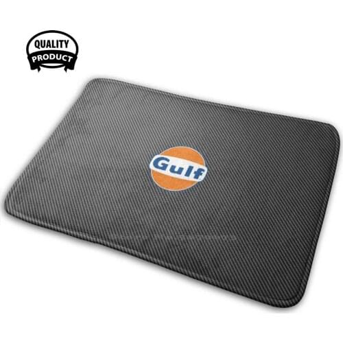 Gulf Oil Logo On Carbon Fiber 3D Soft Non-Slip Mat Rug Carpet Cushion Gulf Racing Car Automotive Oil Carbon Fiber Carbon Fiber
