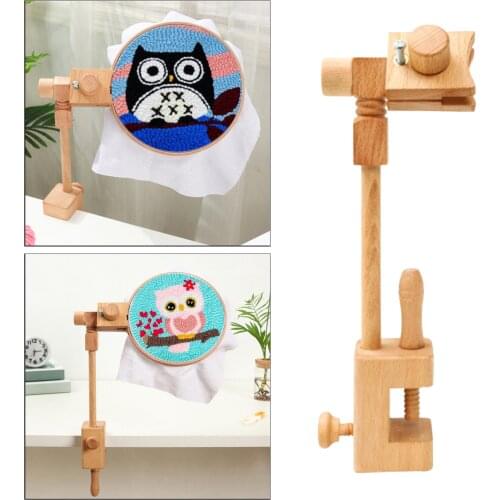 Natural Wooden Embroidery Hoop Stand Desktop Cross Stitch Frame Sewing Tools