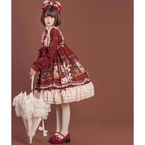 Palace vintage sweet lolita dress Crown bear flare sleeve bowknot lace victorian dress kawaii girl gothic lolita op loli cos