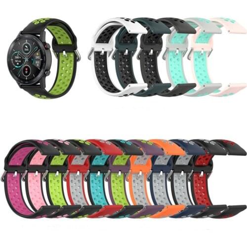 Suitable for Huawei Watch GT / GT2 Metal Buckle Double Color Round Hole Silicone Strap Smart Watch Belt Watch Accessories