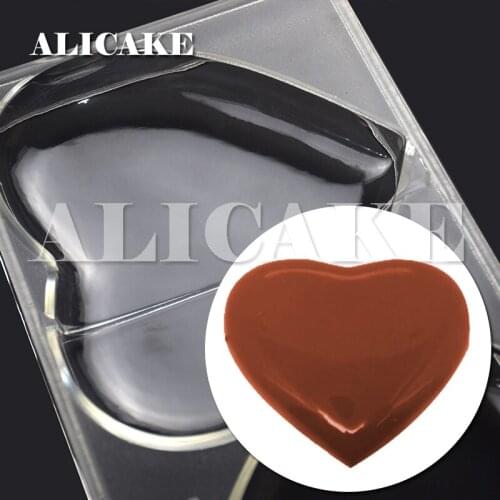 Polycarbonate Chocolate Mould Heart Shape Thick Food Frade 3D Form Bakeware Baking Pastry Tools Bakery Molds