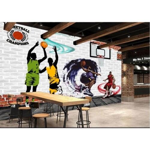 Custom photo 3d wallpaper Cartoon street basketball game brick wall shadow decor room 3d wall murals wallpaper for walls 3 d