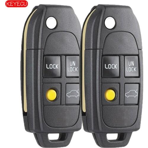 KEYECU 2PCS/LOT 4 Buttons Flip Remote Key Shell Fob for VOLVO S40 V40 C70 S60 S80 1988-2004