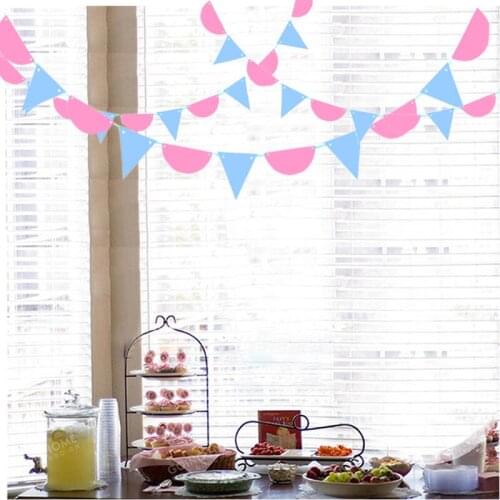 5M Multicoloured Circle And Triangle Combination Party Wedding Pennant Bunting Banner Garlands Fabric Decor Baby Shower Supplies