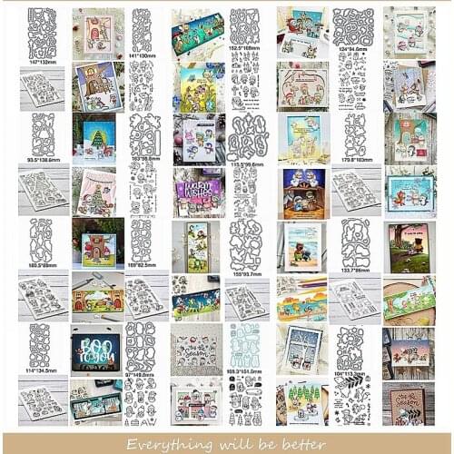 Merry Christmas Animals Santa Bear Deer Tree Elf Snowman Letter Metal Cutting Dies Matc Clear Silicone Stamps Make New Card 2020