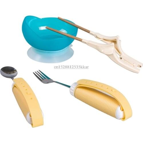 Elderly Folding Dedicated Tableware Stroke Stabilization Spoon Fork Rehabilitation Food Aid Chopsticks Suction Cup Sprinkler Bow