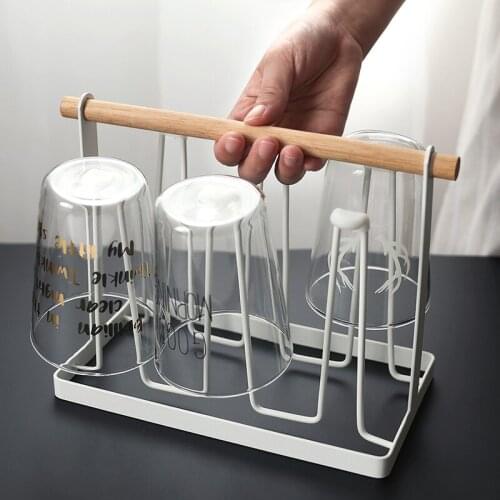 Cup Drain Rack Wrought Iron Cup Storage Rack Holder 6 Hooks Household Racks Waterproof and Anticorrosive Multifunctional Holder