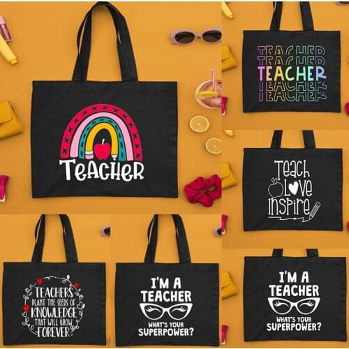 Teacher Tote Bag Teacher Rainbow Shoulder Bags Shopper Ladies Totes Teacheres Appreciation Gifts Gifts for Teaching Assistant