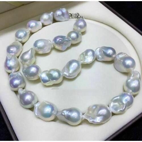 Gorgeous 20-25mm south sea baroque white pearl necklace 18inch 36"